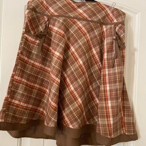 Women’s Merona Brown Plaid Vintage Style Skirt Missed Marked 14 S/B 2X